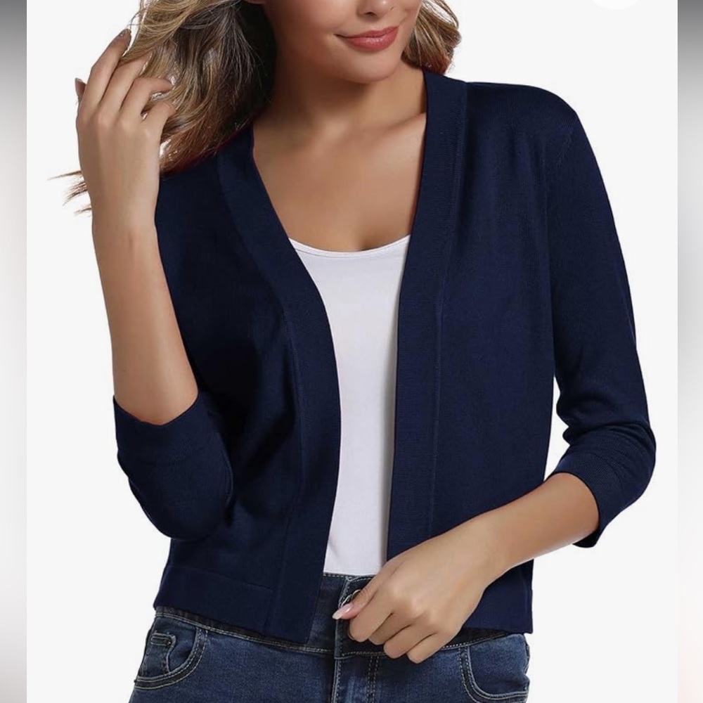 Lord and Taylor, 100% cashmere, navy blue shrug in size large.